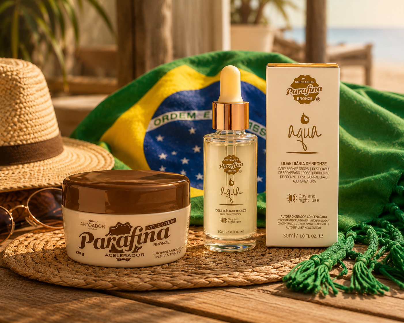 KIT Torcedora Bronzeada- Veloster Acelerador + Booster Autobronzeador + Canga do Brasil