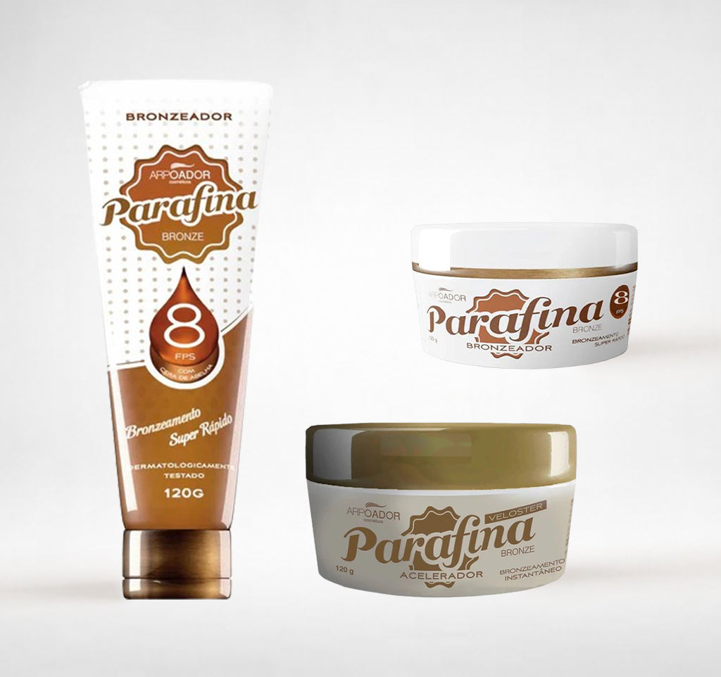 Kit Bronze Completo – Veloster Acelerador 120g + Parafina Bronze FPS8 120g + Necessaire + Toalhinha