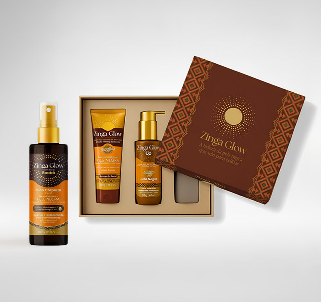 Kit Beleza Ancestral - Óleo Hidratante Baobá + Acelerador de Bronzeado + Glow Up FPS15