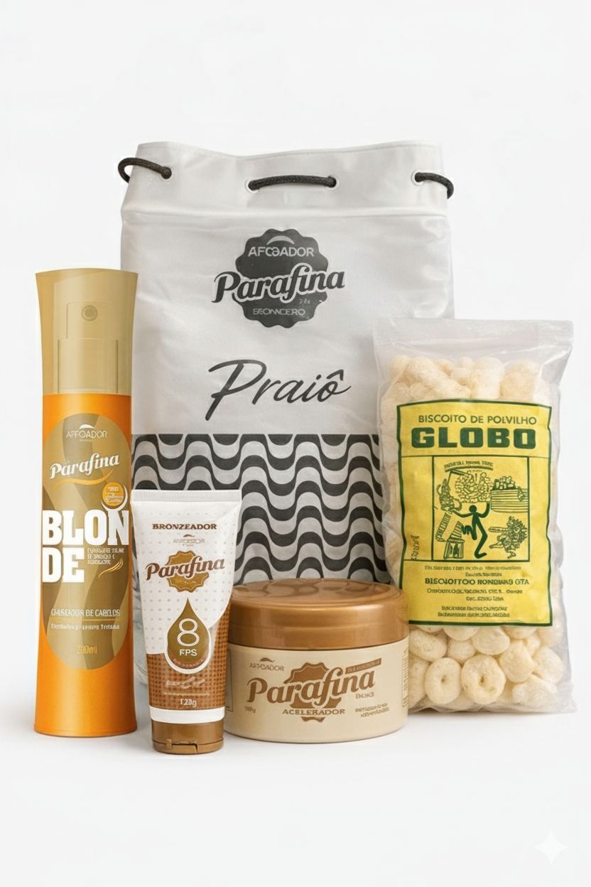 KIT VERÃO CARIOCA - Veloster + Parafina Bronze FPS8 + Blonde Clareador Capilar + Biscoito Globo +Necessaire Praiô